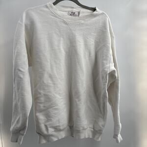 Vtg Single V Columbia Knit Sweatshirt Womens M USA Pique Raglan White Blank 70s